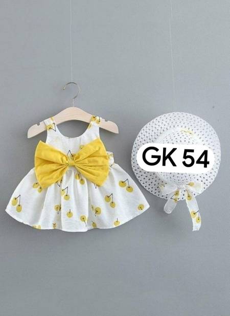 White And Yellow Colour GURUKRUPA Fancy Stylish Party Wear Girls Kids Colllection GK-54